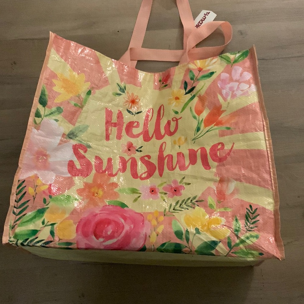 3/$15 ✨  TJMaxx Shopping Bag "HELLO‎ SUNSHINE" FLOWERS Reusable Tote Bag